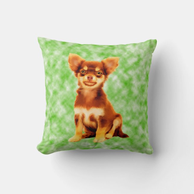 Chihuahua Hund Art Porträtt Kudde (Framsida)