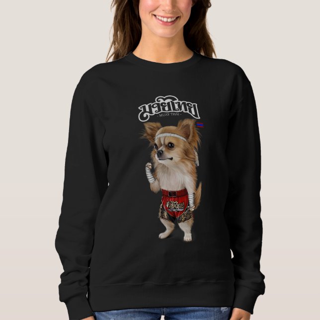 Chihuahua Hund as Muay Thai Kick Boxing Champion T Shirt (Framsida)