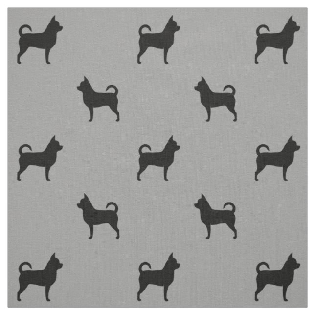 Chihuahua Hund aveln Silhouettes Grått och Black Tyg (Provkarta)
