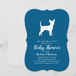 Chihuahua Hund Baby Shower Blue Boy Inbjudningar