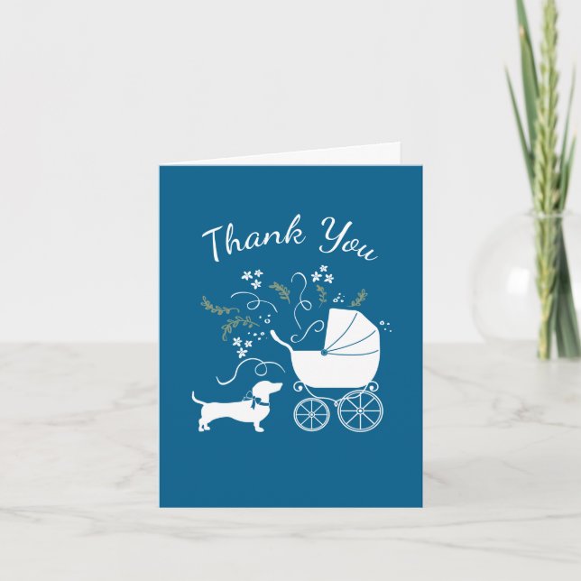 Chihuahua Hund Baby Shower Blue Boy Tack Kort (Framsida)