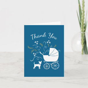 Chihuahua Hund Baby Shower Blue Boy Tack Kort
