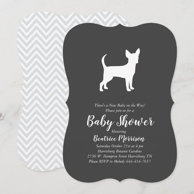 Chihuahua Hund Baby Shower Gender Neutral Inbjudningar (Fram/baksida)