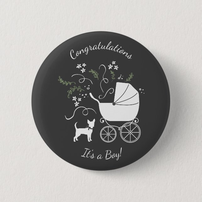Chihuahua Hund Baby Shower Gender Neutral Knapp (Framsida)