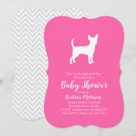 Chihuahua Hund Baby Shower Girl Rosa Inbjudningar