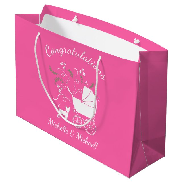 Chihuahua Hund Baby Shower Rosa Girl (Baksidan Vinklad)