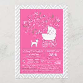 Chihuahua Hund Baby Shower Rosa Girl Inbjudningar