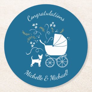 Chihuahua Hund Baby Shower Underlägg Papper Rund