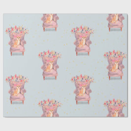 Chihuahua Hund Blommigt Rosa Blue Guld Spots Presentpapper