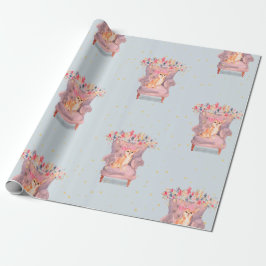 Chihuahua Hund Blommigt Rosa Blue Guld Spots Presentpapper