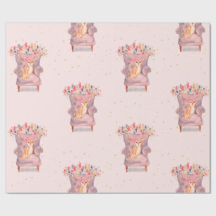 Chihuahua Hund Blommigt Rosa Guld Spots Presentpapper