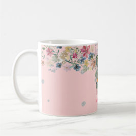 Chihuahua Hund Blommigt Rosa Silver Personal Kaffemugg