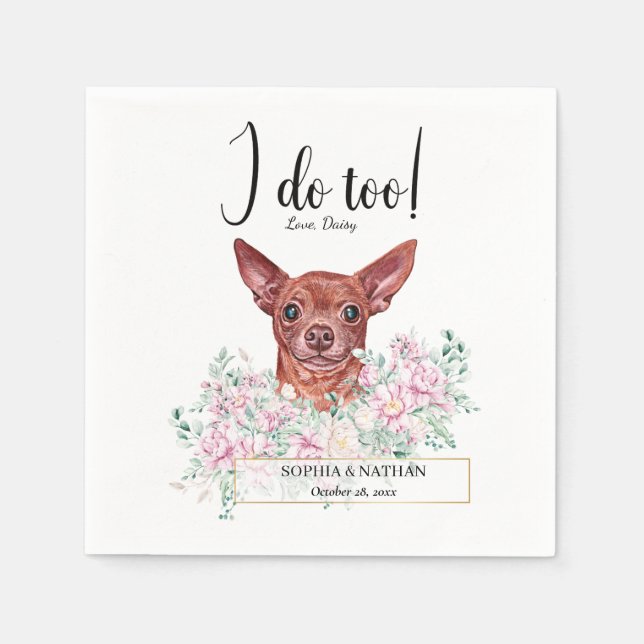 Chihuahua Hund Bröllop Cocktail Napkins Pappersservett (Framsidan)