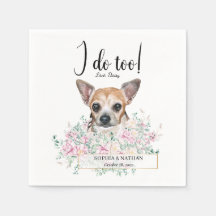 Chihuahua Hund Bröllop Cocktail Napkins