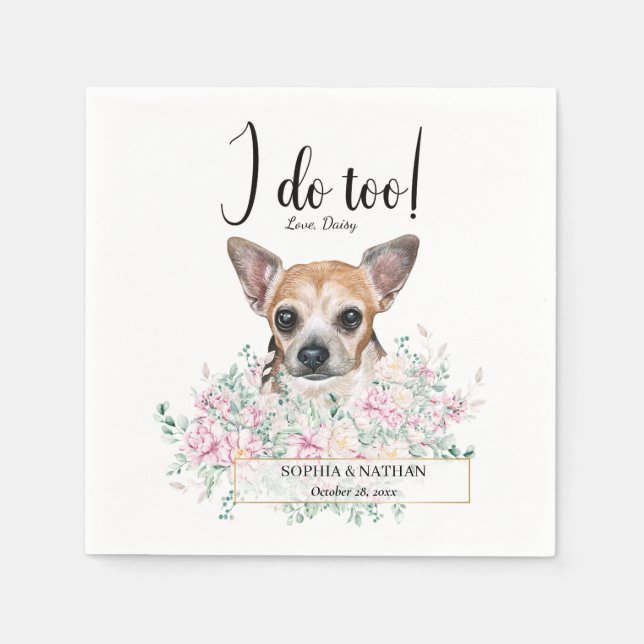 Chihuahua Hund Bröllop Cocktail Napkins Pappersservett (Framsidan)