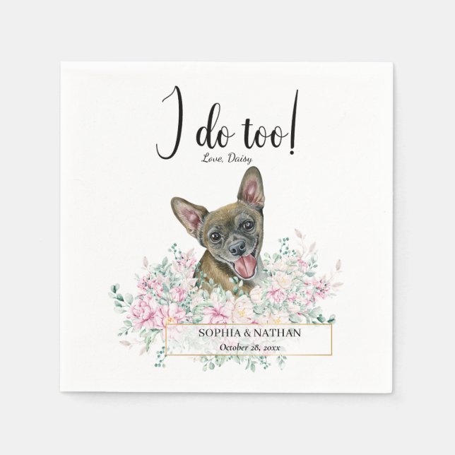 Chihuahua Hund Bröllop Cocktail Napkins Pappersservett (Framsidan)