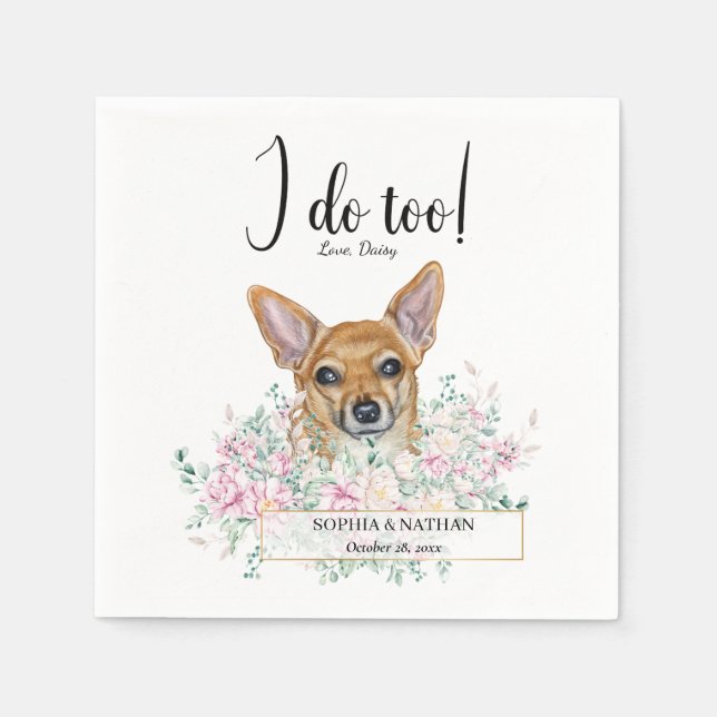 Chihuahua Hund Bröllop Cocktail Napkins Pappersservett (Framsidan)