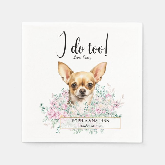 Chihuahua Hund Bröllop Cocktail Napkins Pappersservett (Framsidan)
