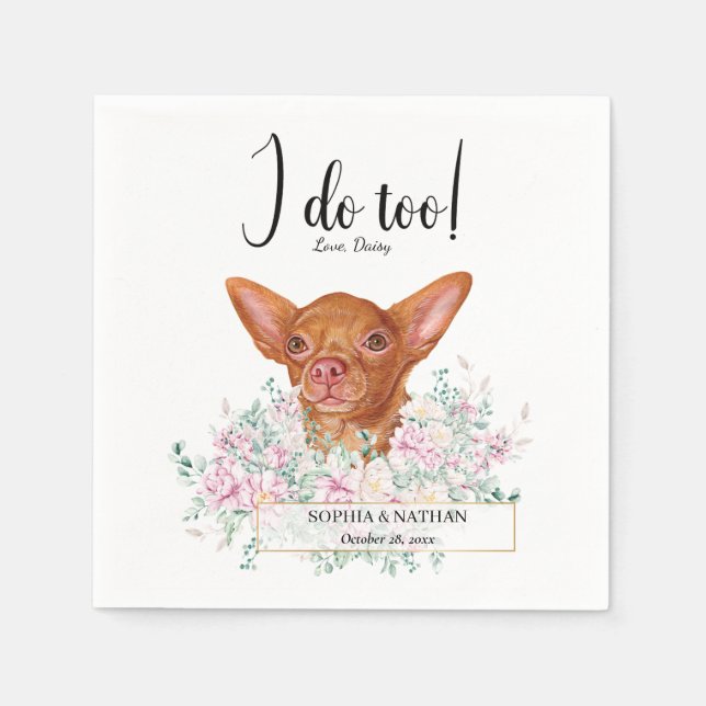 Chihuahua Hund Bröllop Cocktail Napkins Pappersservett (Framsidan)