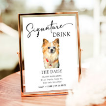 Chihuahua Hund Bröllop Namnteckning Drink-tecken