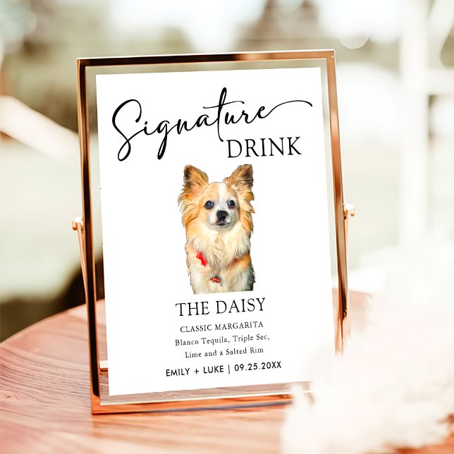 Chihuahua Hund Bröllop Namnteckning Drink-tecken Poster (Skapare uppladdad)