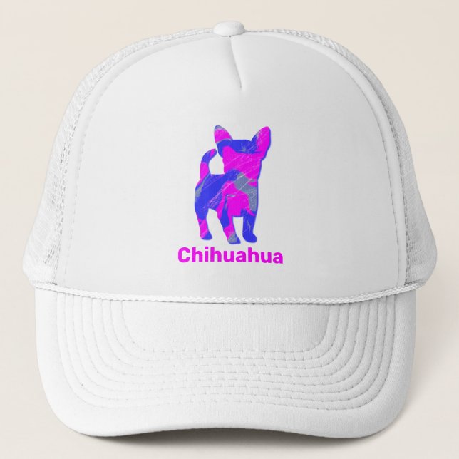 Chihuahua Hund Cute Rosa Silhouette Anpassningsbar Keps (Framsida)