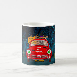 Chihuahua Hund Driving Car Scary Halloween Kaffemugg