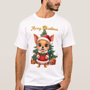 Chihuahua Hund God Jul T Shirt