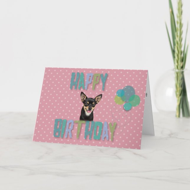 Chihuahua Hund Grattis på födelsedagen Polka dots  Kort (Framsida)
