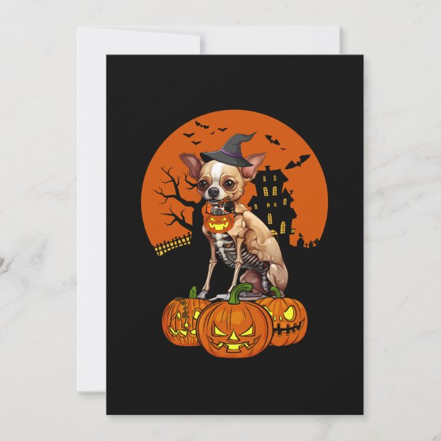 Chihuahua Hund Halloween Inbjudningar (Framsida)