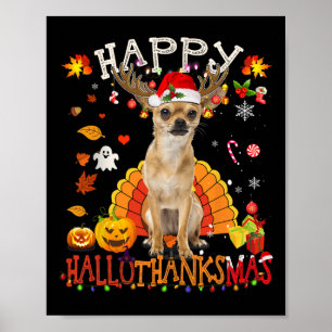 Chihuahua Hund Halloween jul Hund Lycklig Hallot Poster