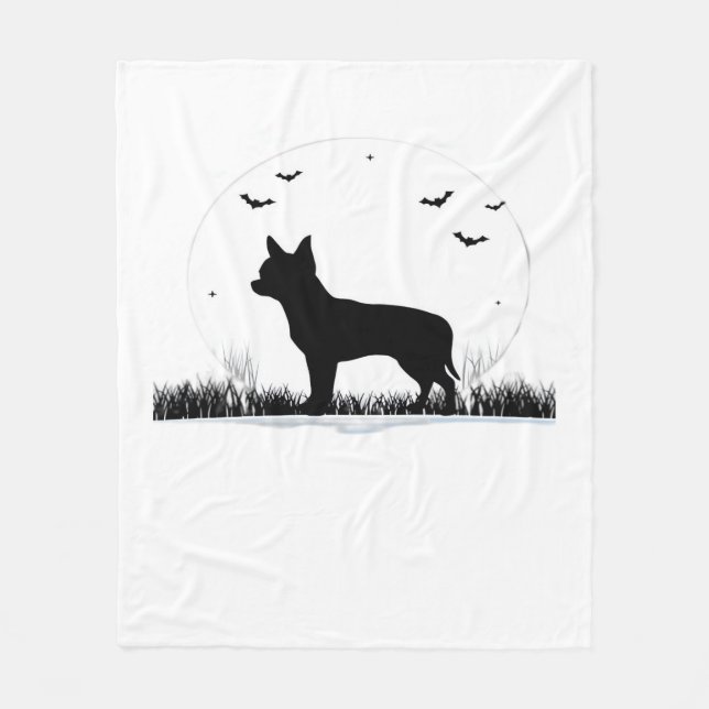 Chihuahua Hund - Halloween Måne Silhouette Classic Fleecefilt (Framsidan)