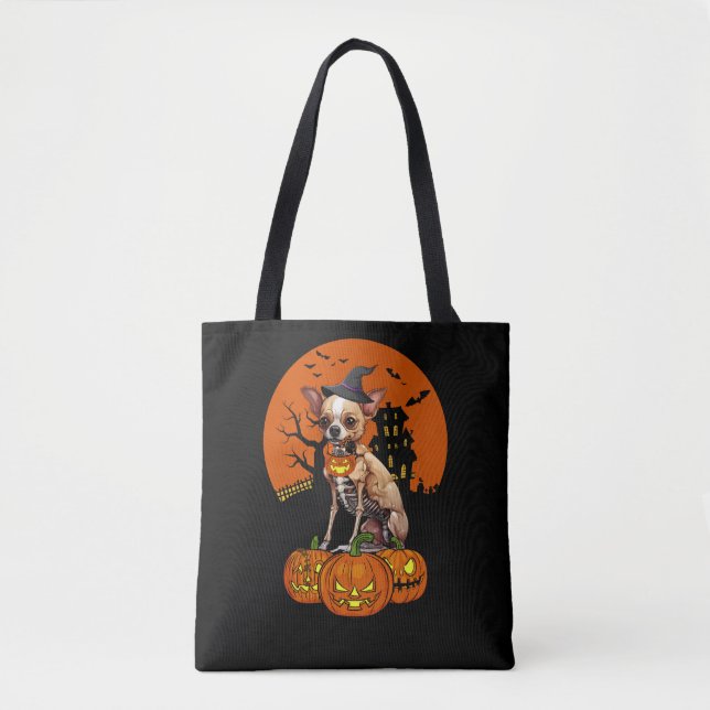 Chihuahua Hund Halloween Tygkasse (Framsida)