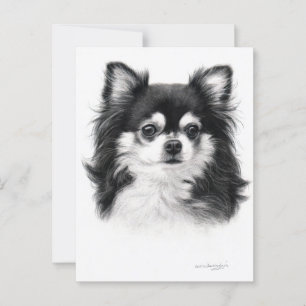 Chihuahua Hund Hand målade teckningar Vykort