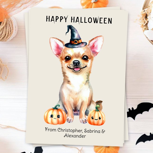 Chihuahua Hund Happy halloween Julkort (Skapare uppladdad)