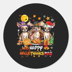 Chihuahua Hund Happy halloween Thanksgiving Merry  Runt Klistermärke