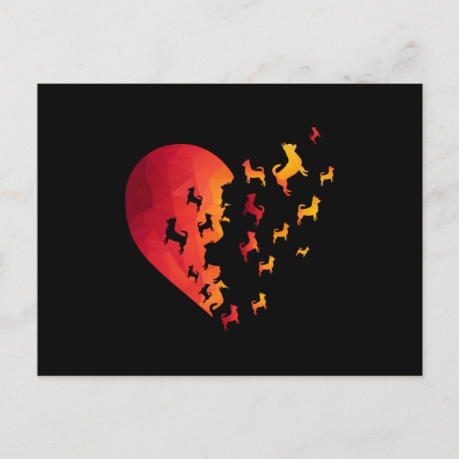 Chihuahua Hund Heart Shirt Funny Animal Graphic Te Vykort (Framsida)