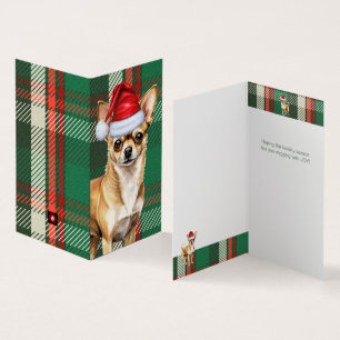 Chihuahua Hund Helgdag Grönt Pput-julkort Kort
