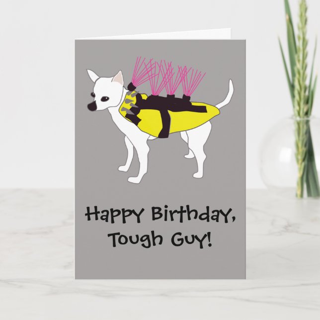 Chihuahua Hund i Coyote Jacka Funny Birthday Kort (Framsida)