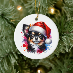 Chihuahua-Hund i jultomten Julgransprydnad Keramik
