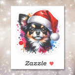 Chihuahua-Hund i jultomten Klistermärken<br><div class="desc">Om du vill ha söta julklistermärken och kärlek Chihuahua,  så kör du! Cute Vattencolor stil ai art chihuahua i Santa Hat.</div>