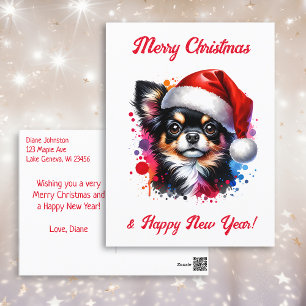 Chihuahua-Hund i jultomten Vykort