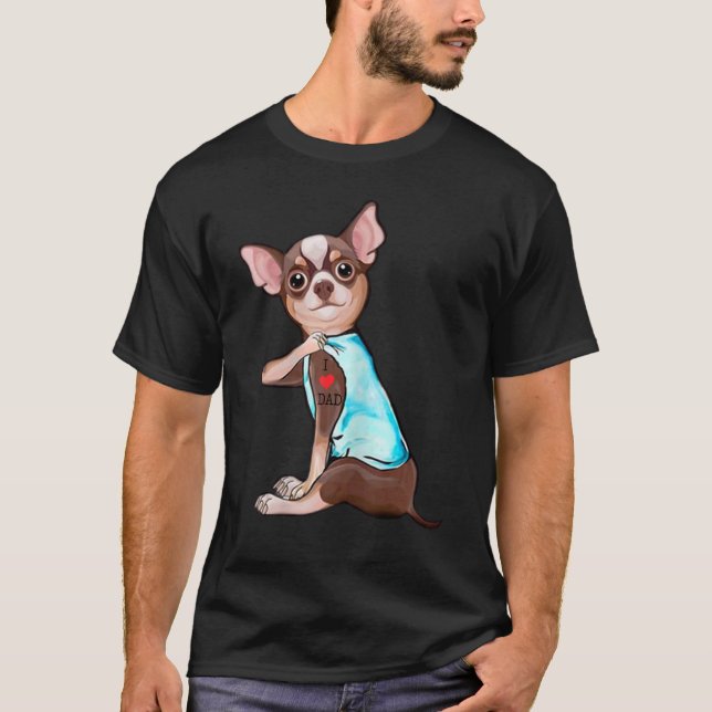 Chihuahua Hund I Kärlek Pappa Tattoo Chihuahua Pap T Shirt (Framsida)