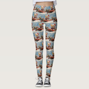 Chihuahua Hund i Släde Låt det Snöa Jul Leggings