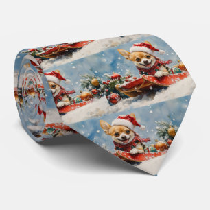 Chihuahua Hund i Sledge Låt det snöa jul Slips