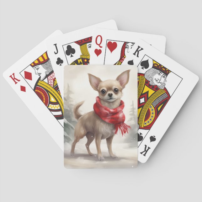 Chihuahua Hund i Snö-julen Casinokort (Baksidan)