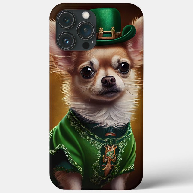 Chihuahua Hund i St. Patrick Dress (Baksida)