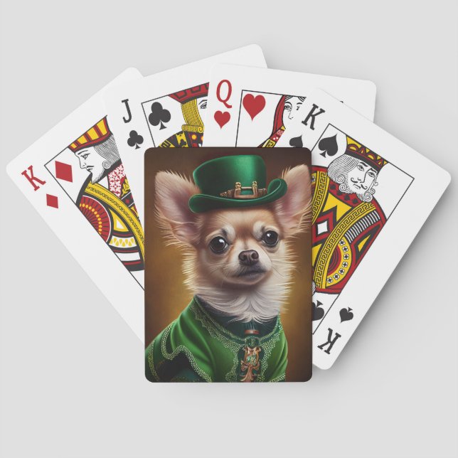 Chihuahua Hund i St. Patrick Dress Casinokort (Baksidan)