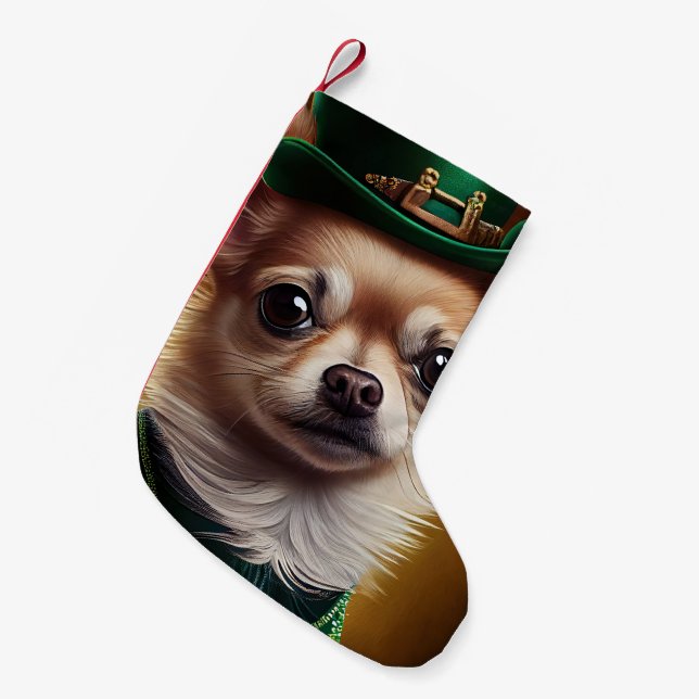 Chihuahua Hund i St. Patrick Dress Liten Julstrumpa (Framsidan (Hängande))
