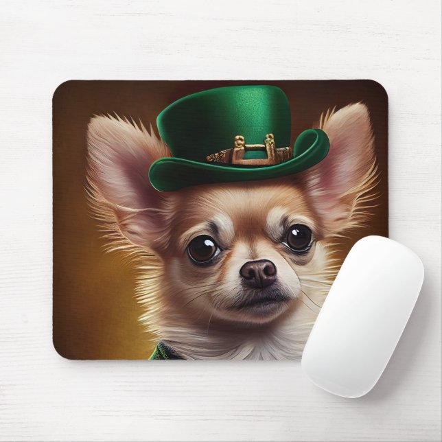 Chihuahua Hund i St. Patrick Dress Musmatta (Med mus)